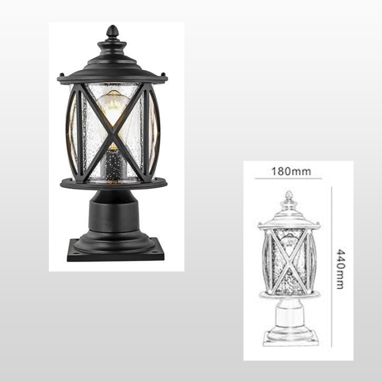 Outdoor pillar lights for house decoration - This lamp features a handcrafted deep bronze finish and six sided seed glass panels, making it the perfect choice for providing cute light to illuminate your yard, yard, garden, driveway, sidewalk, porch, passageway, entrance passage, and other outdoor spaces.